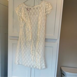 Phoebe Couture White ruffle lace dress size 6